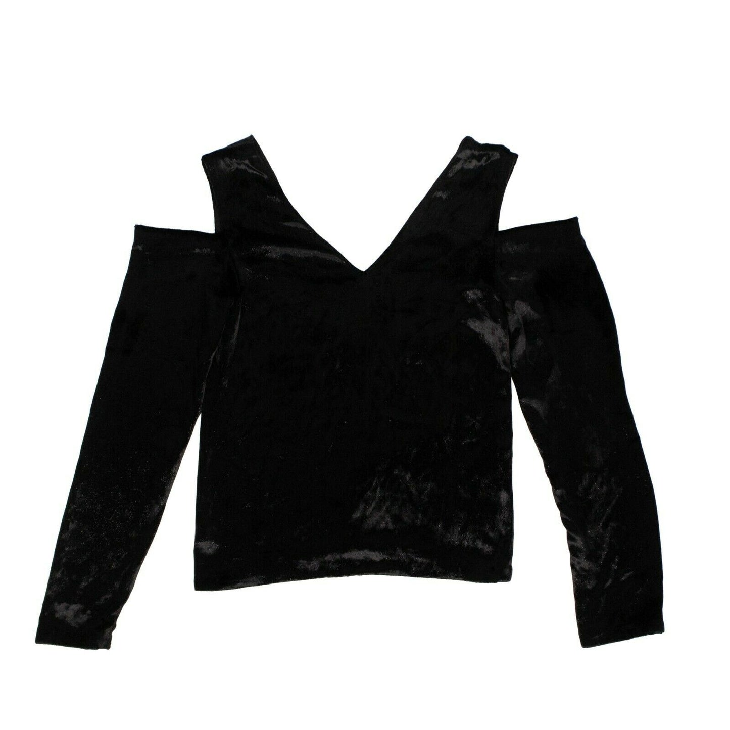 Baja East Sparkly Velvet Cold Shoulder Shirt - Black