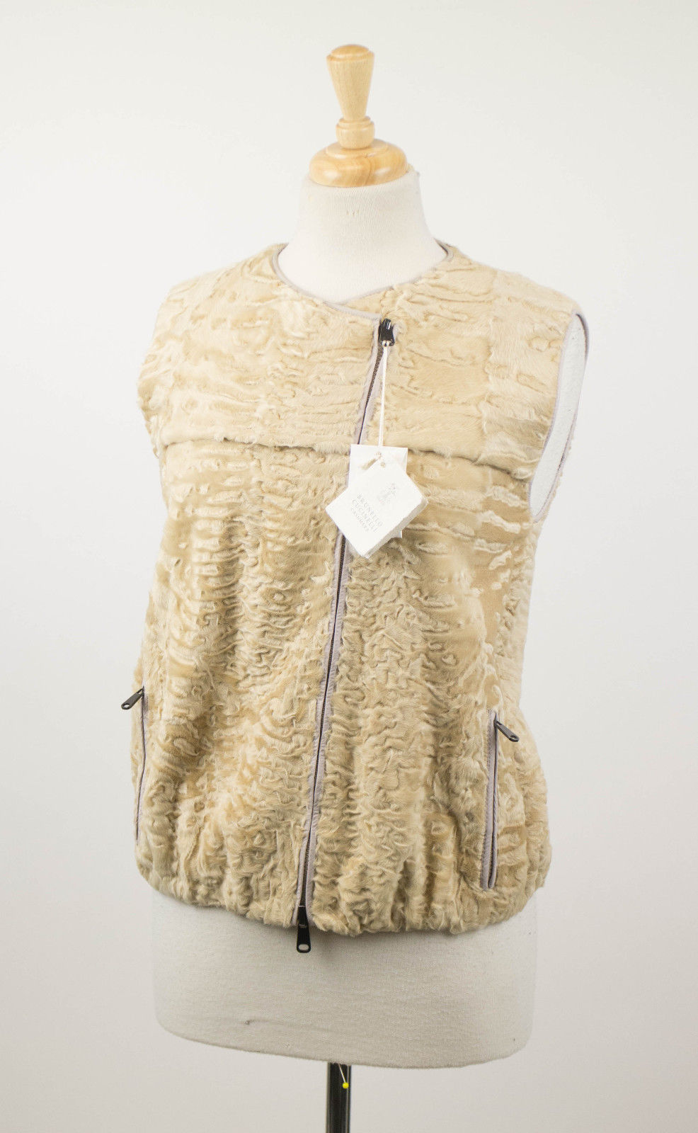 Yellow Astrakhan Fur Reversible Jacket Vest