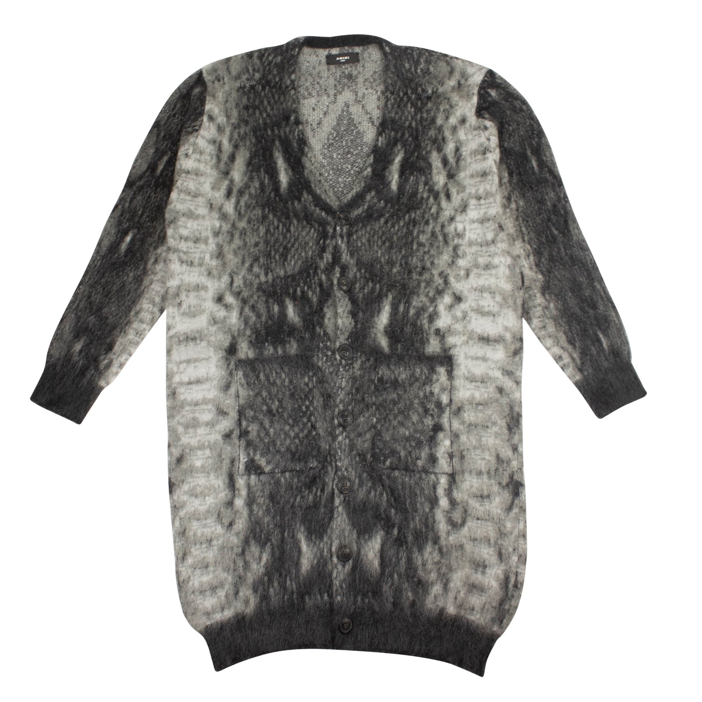 Amiri Oversized Snakeskin Print Cardigan Sweater - Dark Gray