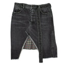 Unravel Project Denim Plaid Asymmetric Skirt - Black
