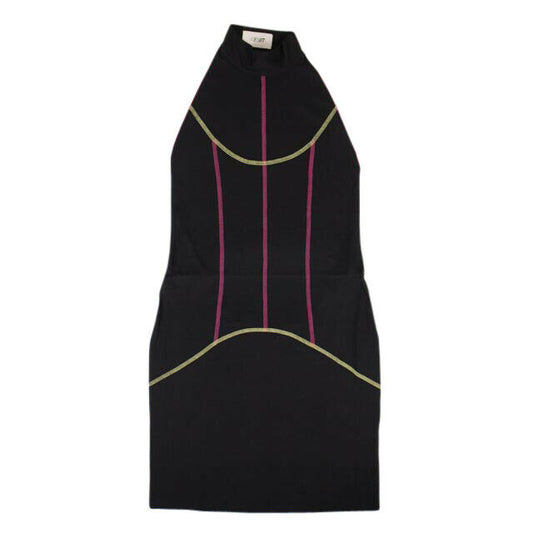 Kirin Contrast-Piping Mini Dress - Black