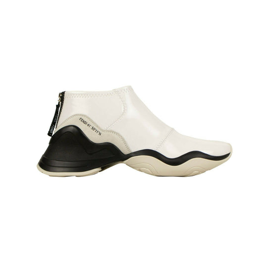 Fendi Glossy Neoprene Mid-Top Sneakers Shoes - White