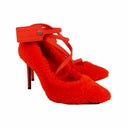 Off-White C/O Virgil Abloh Furry Zip Tie Heels - White