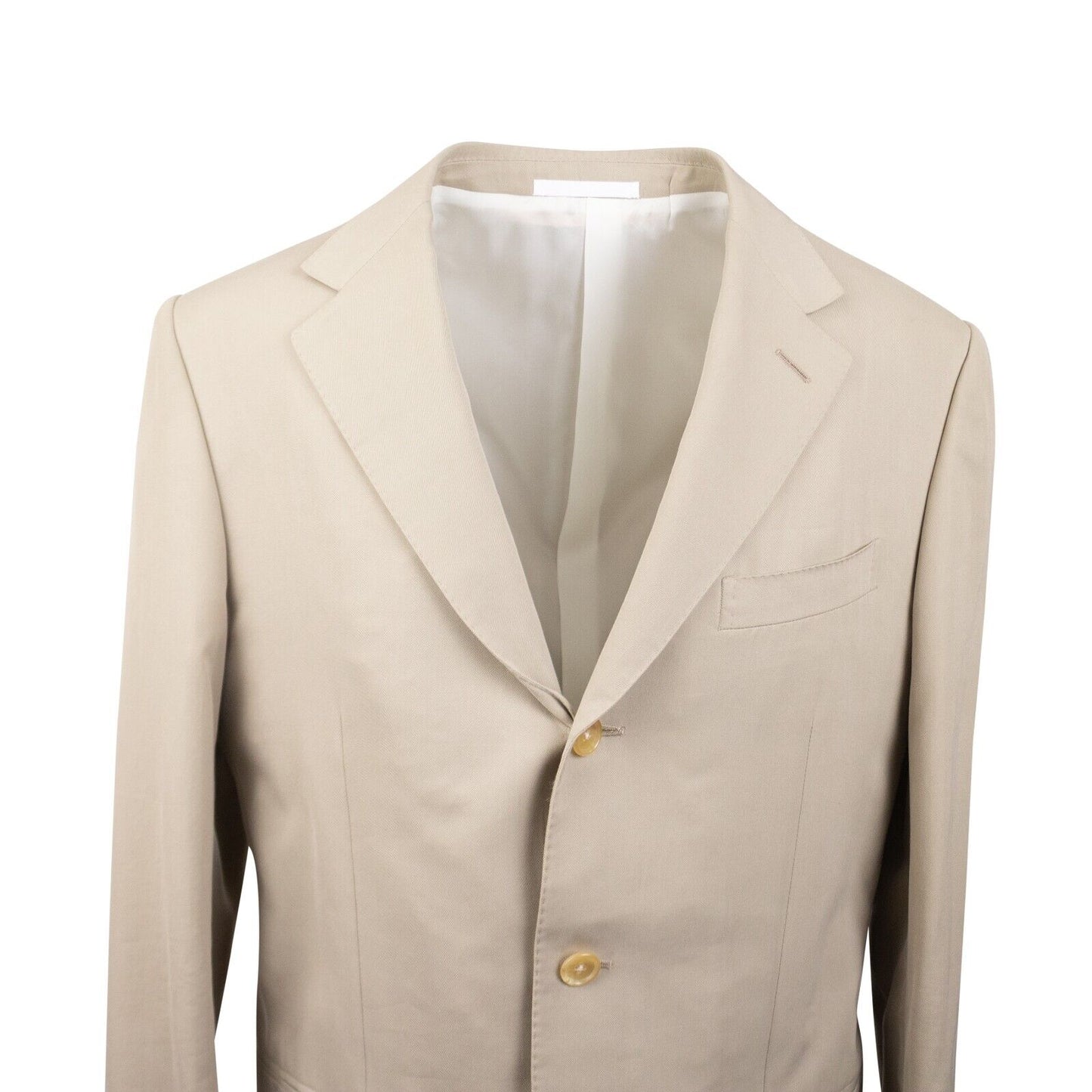 Beige Cotton Single Breasted Suit