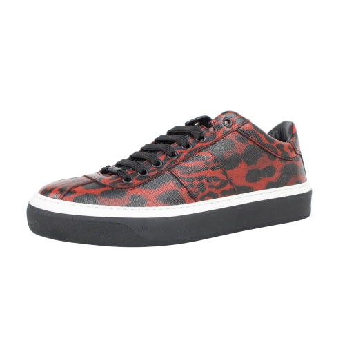 Jimmy Choo 'Portman' Leather Lace-Up Low-Top Sneakers - Red/Black