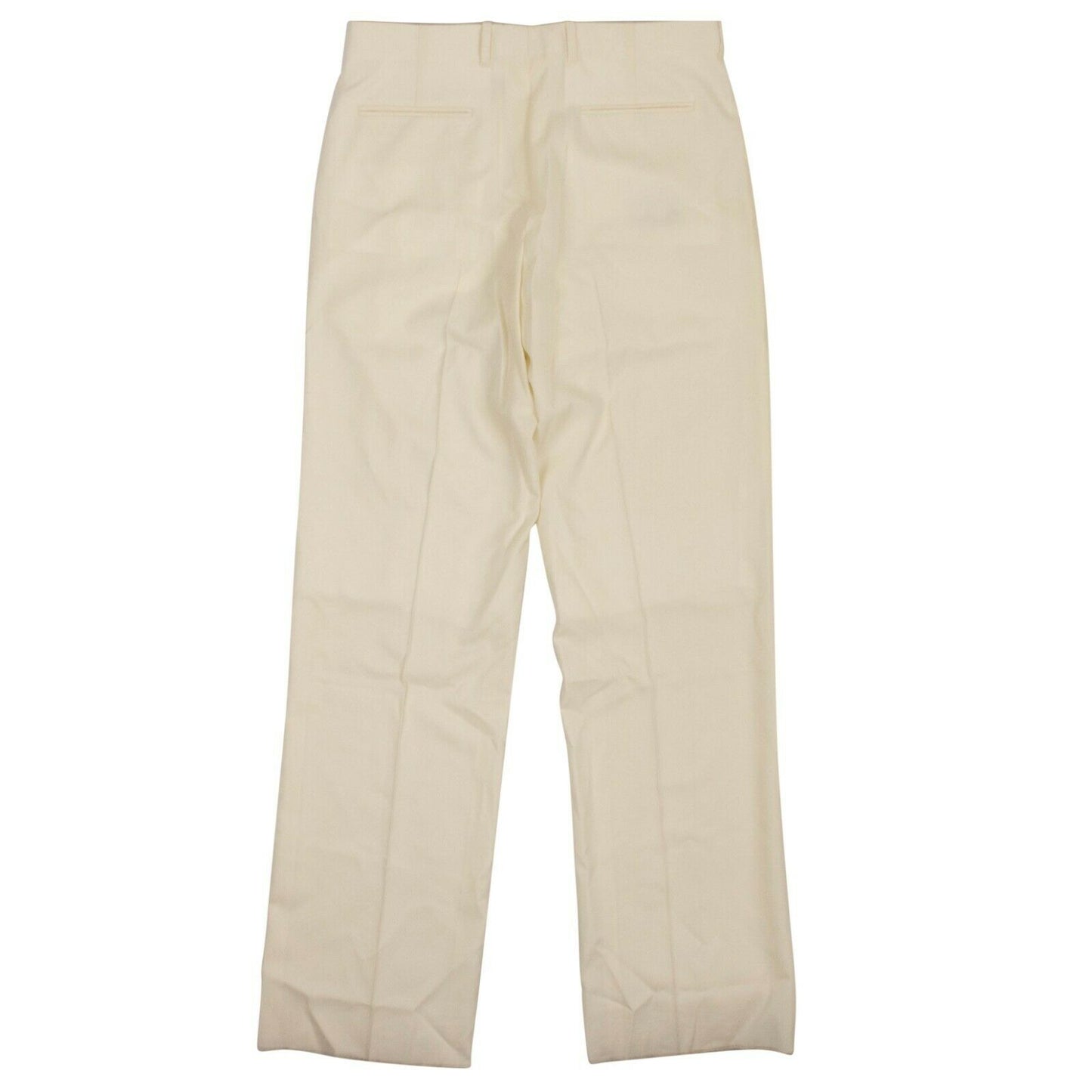 Ivory Wool Classic Tailored Straight Leg Pants