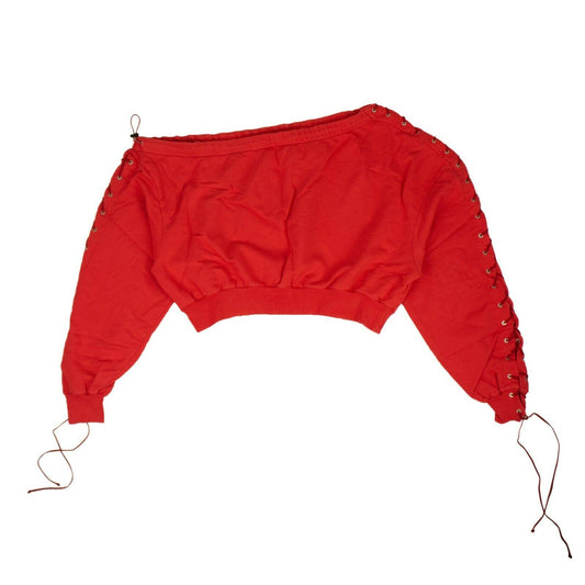 Unravel Project Off The Shoulder Sweatshirt - Red