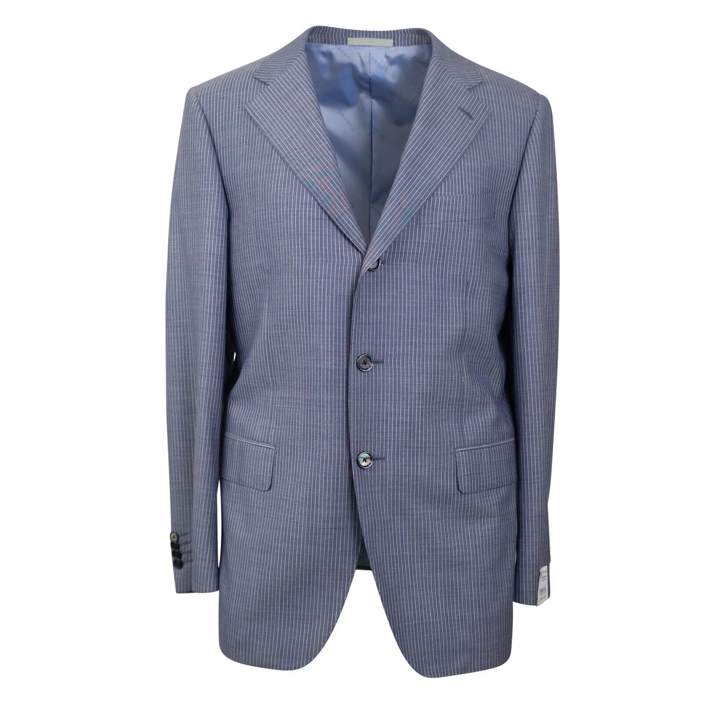 Light Blue Stripe Single Breasted 3 Piece Suit