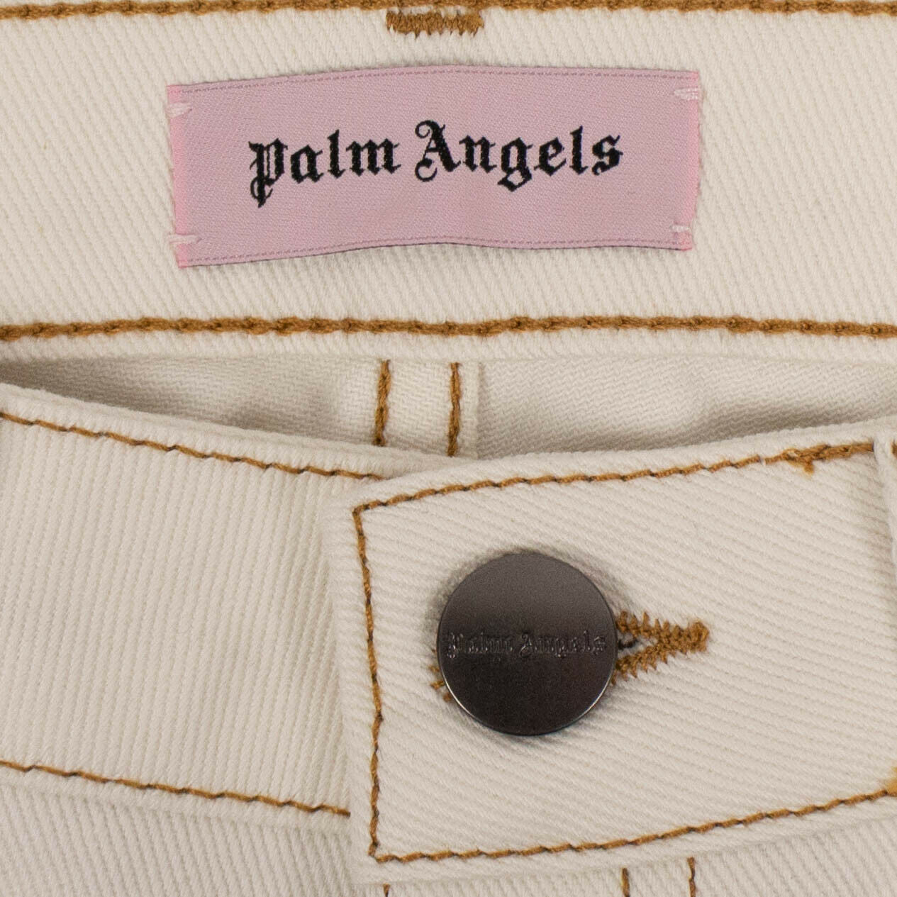 Palm Angels Denim Yellow Stripped Stretch Jeans Pants - White