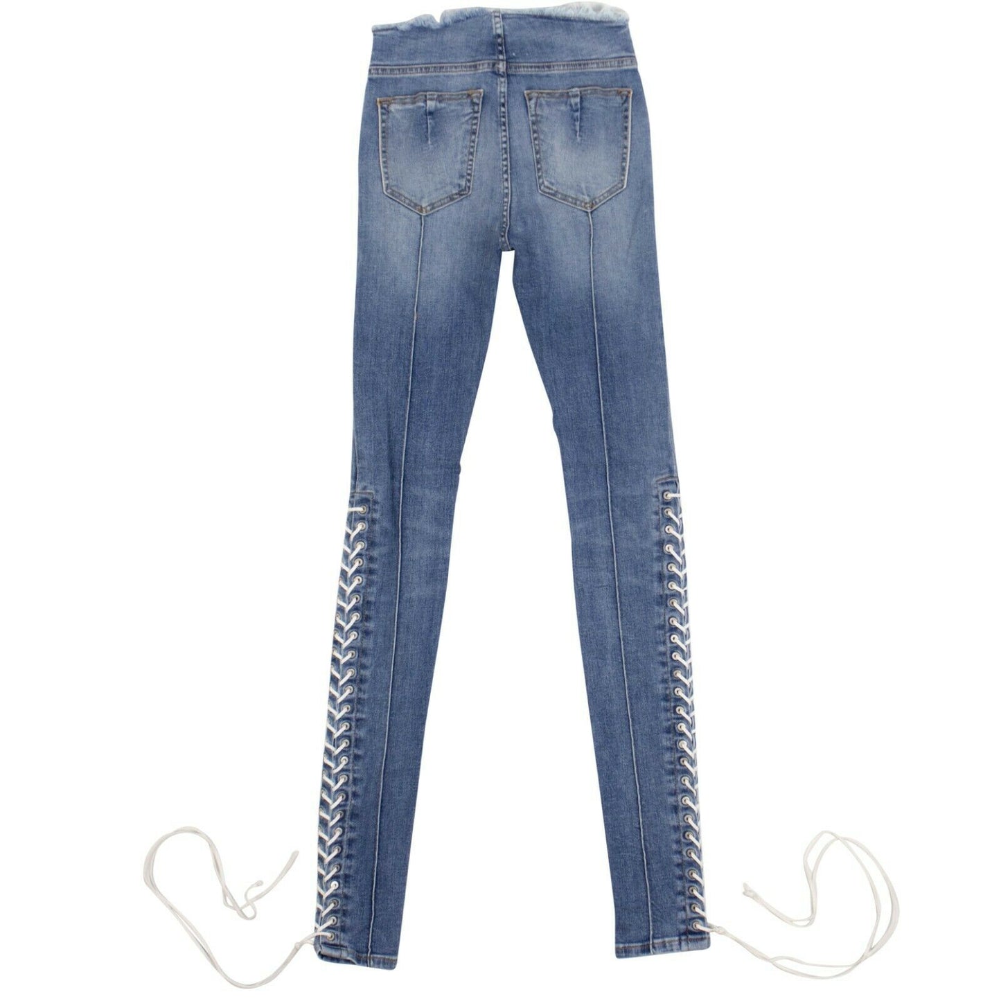 Unravel Project Denim Cotton Lace Up Skinny Jeans Pants - Blue