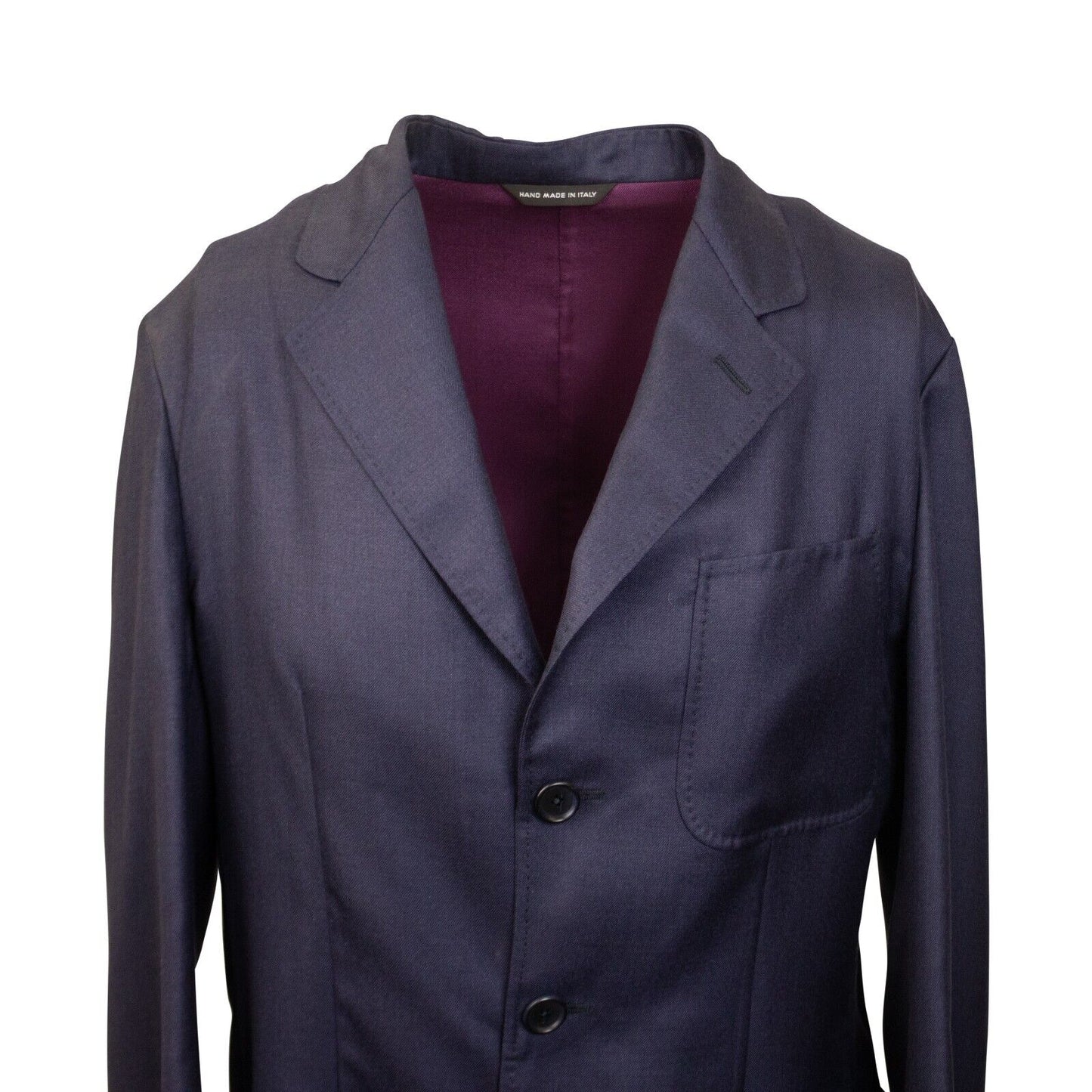 Navy Silk Cashmere Single Breasted Blazer