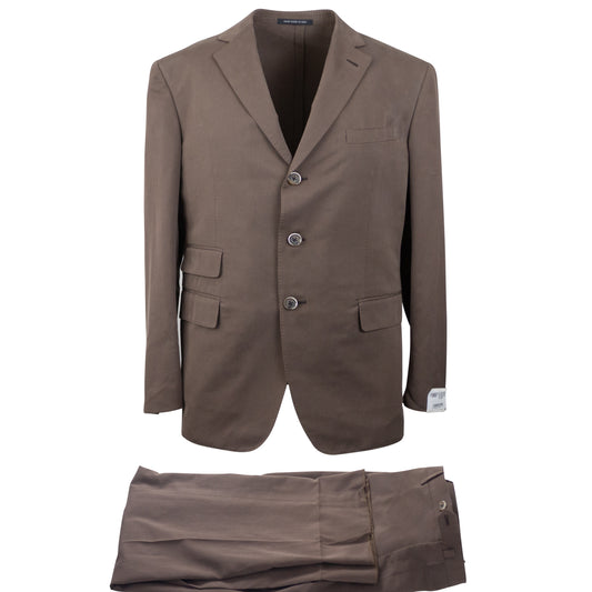 Espresso Brown Cotton Single Breasted Suit