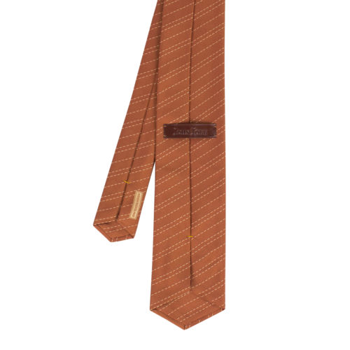 John Lobb Silk Striped Neck Tie - Camel Brown