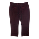 Women's Burgundy Cropped Straight-Fit Velvet Slacks