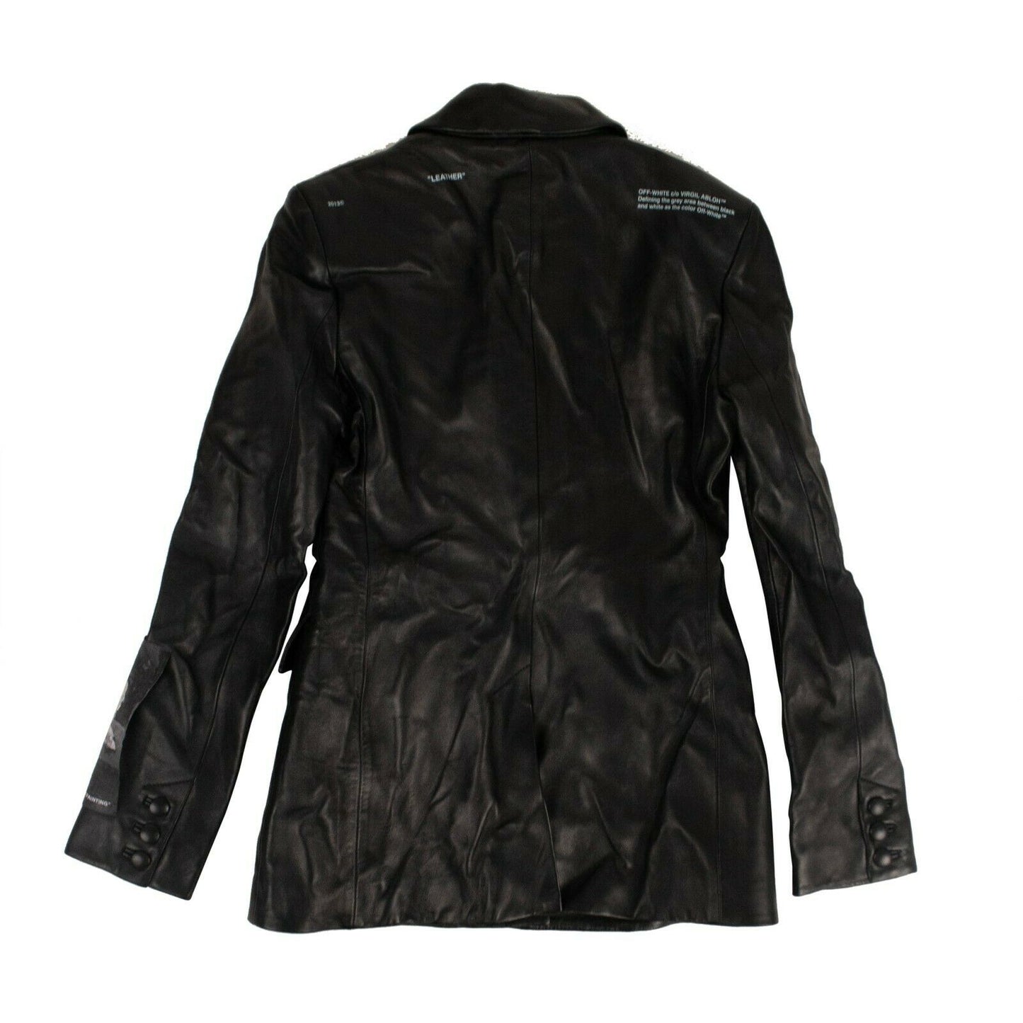 Off White C/O Virgil Abloh Leather Blazer Jacket - Black