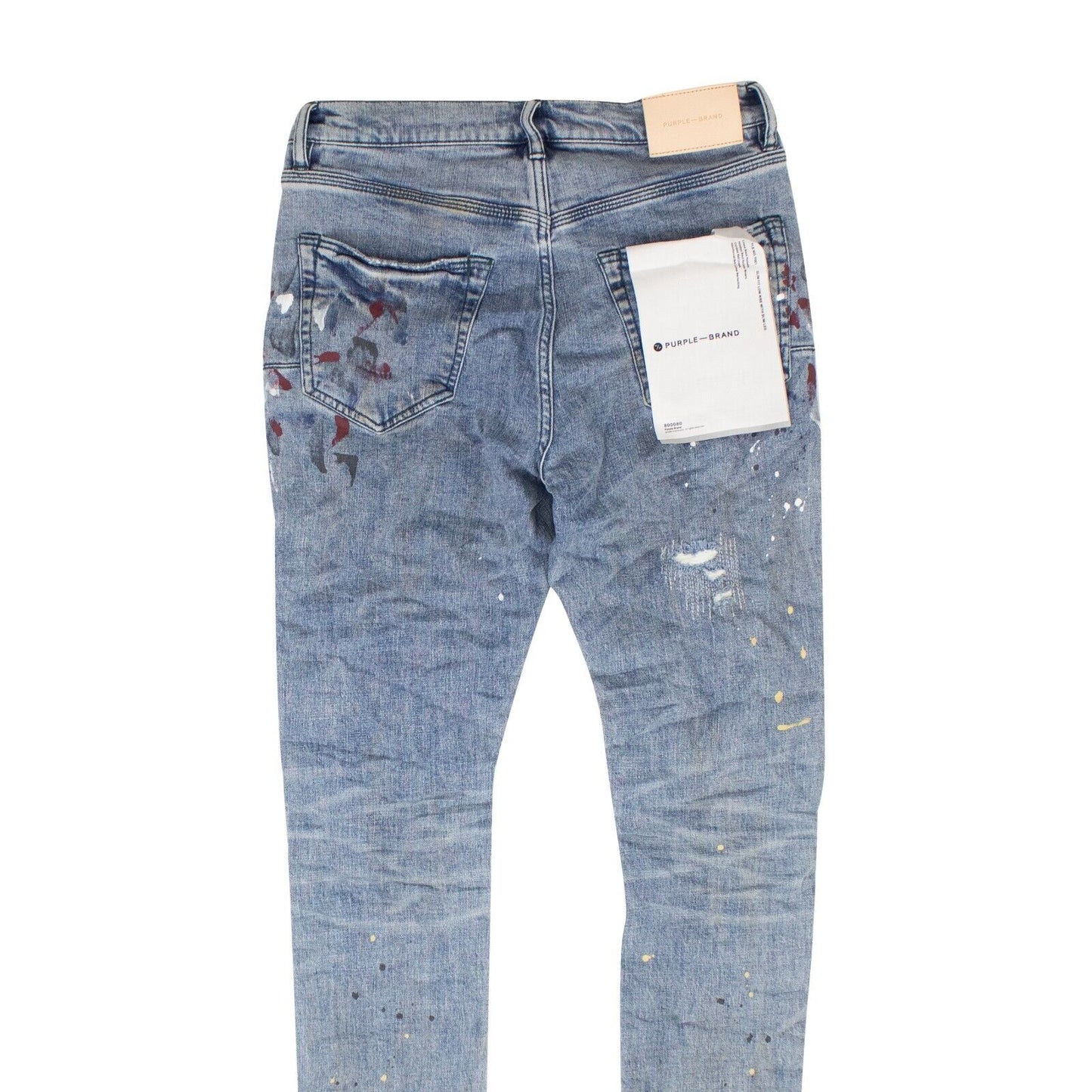 Indigo Faded Paint Repair Jeans