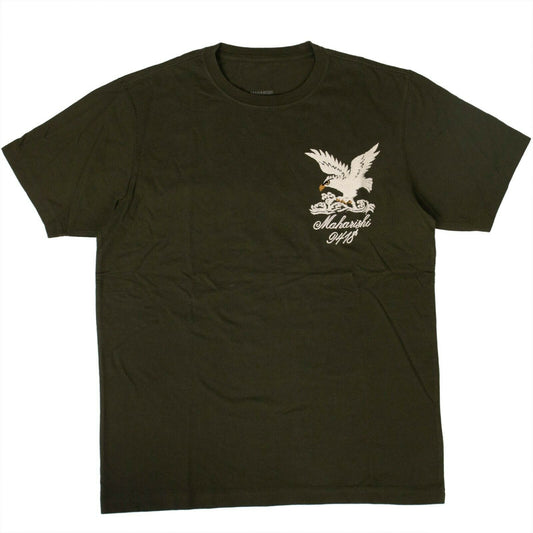 Organic Cotton Maha Eagle Chest T-Shirt - Olive Green