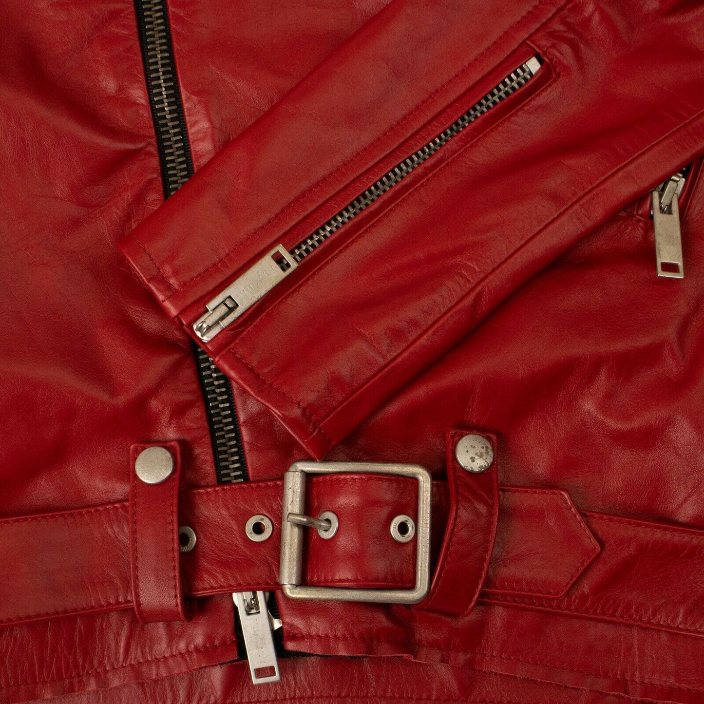 Unravel Project Leather Hybrid Biker Jacket - Red