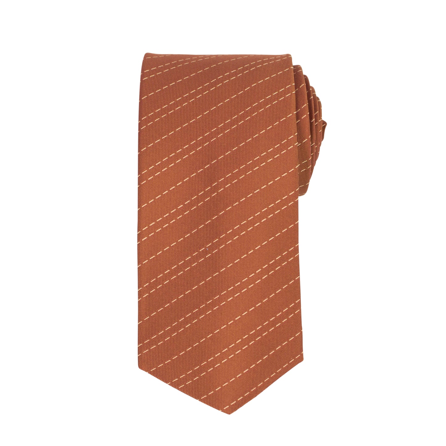 John Lobb Silk Striped Neck Tie - Camel Brown