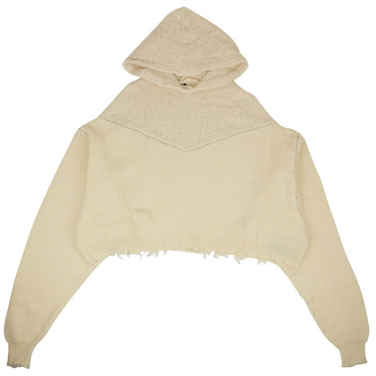 Unravel Project Mesh Rib Hybrid Hoodie Sweater - Beige