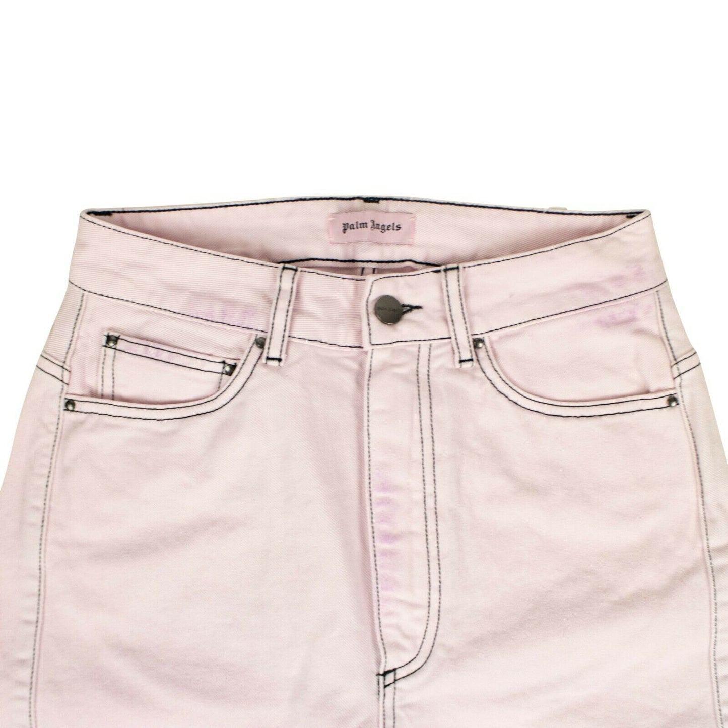 Palm Angels Cotton Curved Seam Jeans Pants - Pink