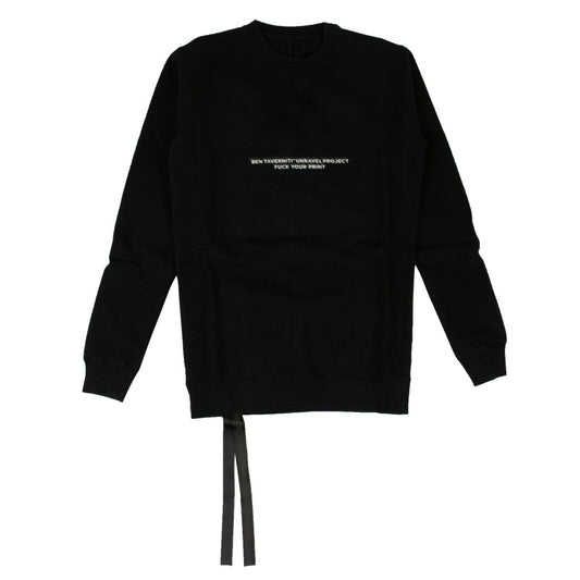 Unravel Project Cotton Slogan Print Longline Sweatshirt - Black