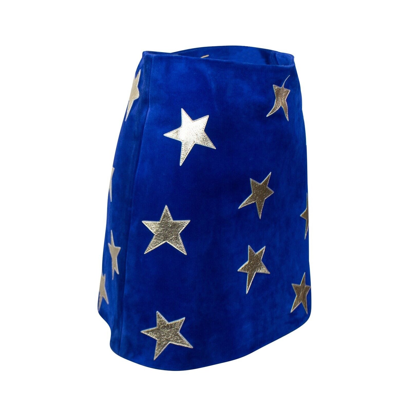 YSL-XBTM-0004/38 572138YC2XI4185 Blue Saint Laurent Star Suede Mini Skirt