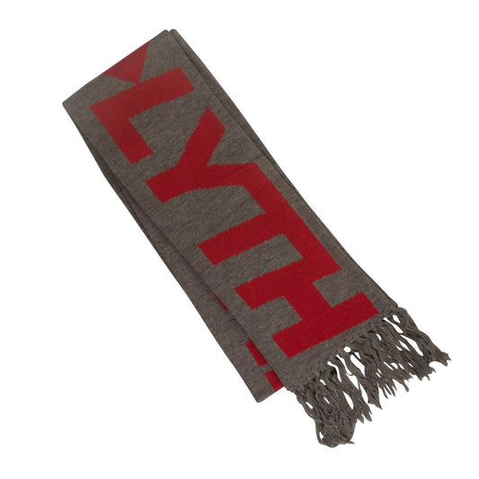 A.C.W Intarsia Fringed Scarf - Gray/Red