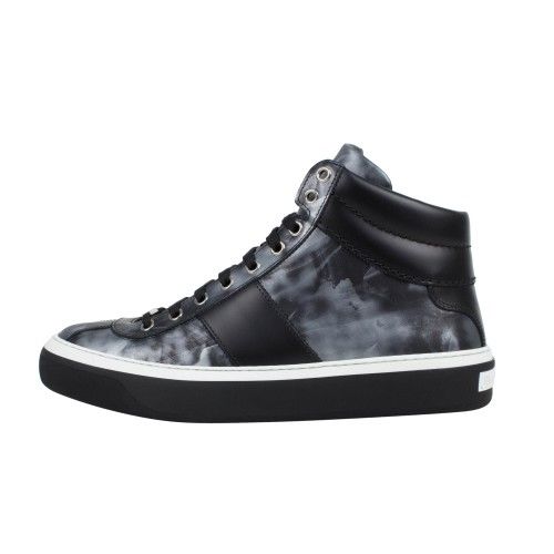 Jimmy Choo Leather Hi-Top Sneakers - Black/Gray