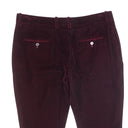 Women's Burgundy Cropped Straight-Fit Velvet Slacks