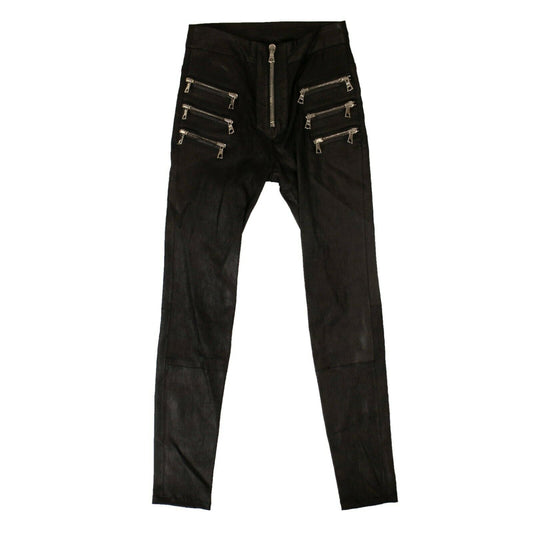 Unravel Project Leather Slim Biker Pants - Black